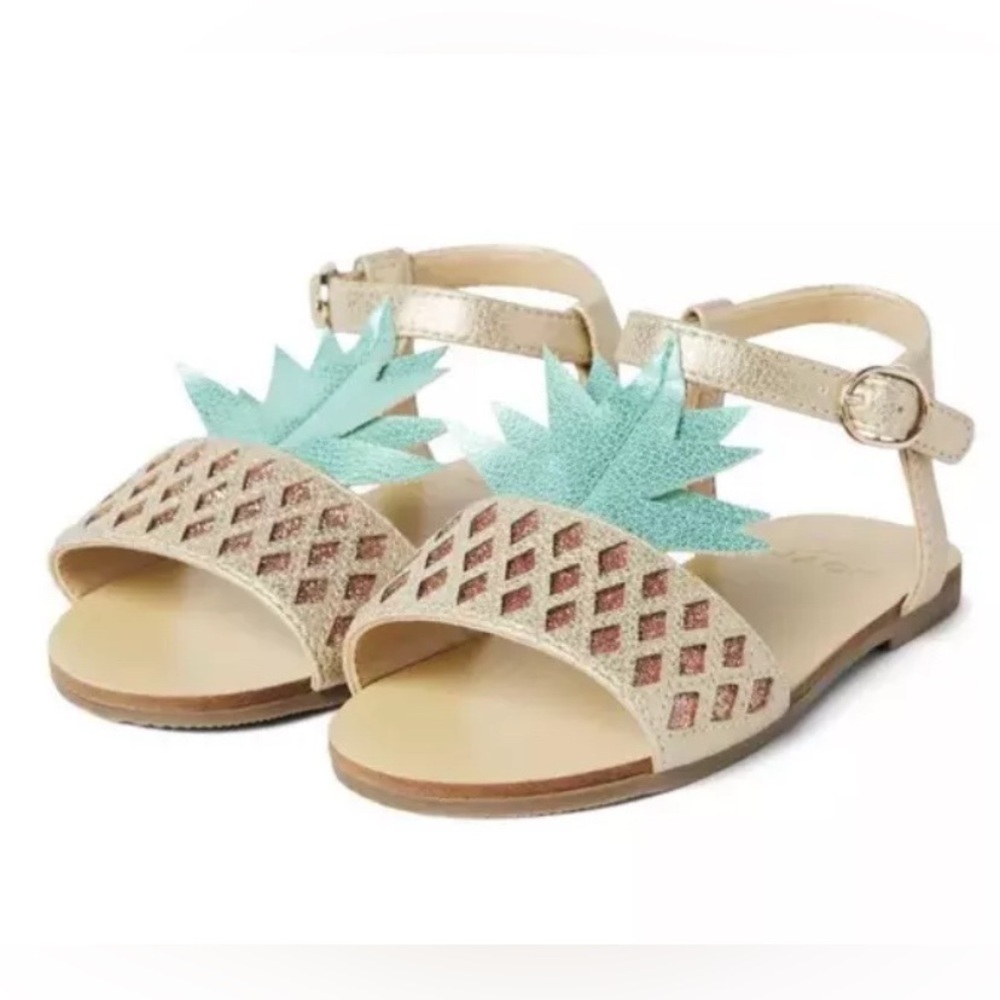 Janie and Jack Girls Gold Pineapple Sandals Size 4 -9 NWT Summer Shoes